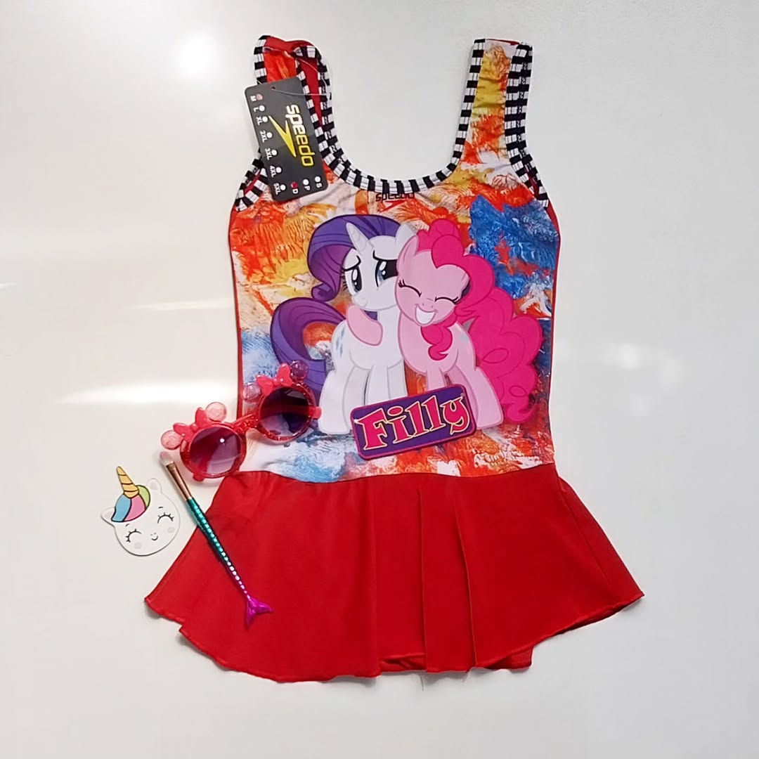 مایو دخترانه دامن‌دار اورجینال طرح پونی