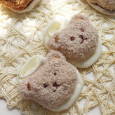 جوراب کرم رنگ با تدی شیری