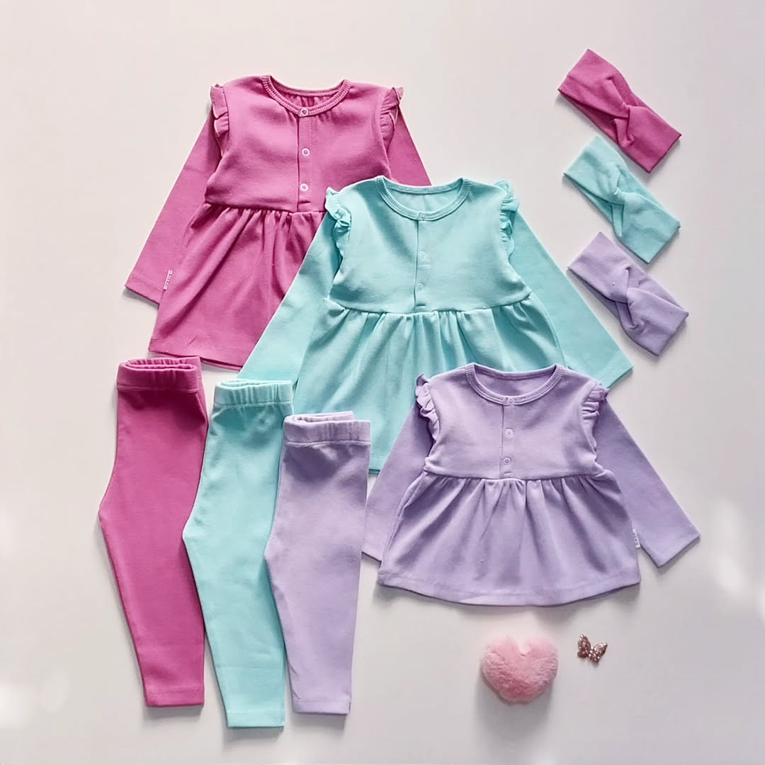 ست سه تیکه هد ، بلوز جلو دکمه و شلوار نوزادی تا ۲ سال کد ۰۰۹۹۹