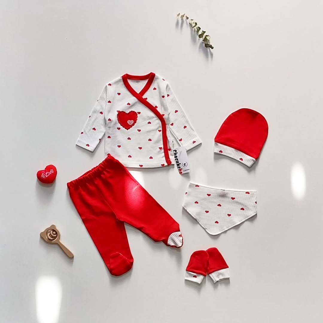 ست پنج تیکه بیمارستانی نوزاد طرح قلبی