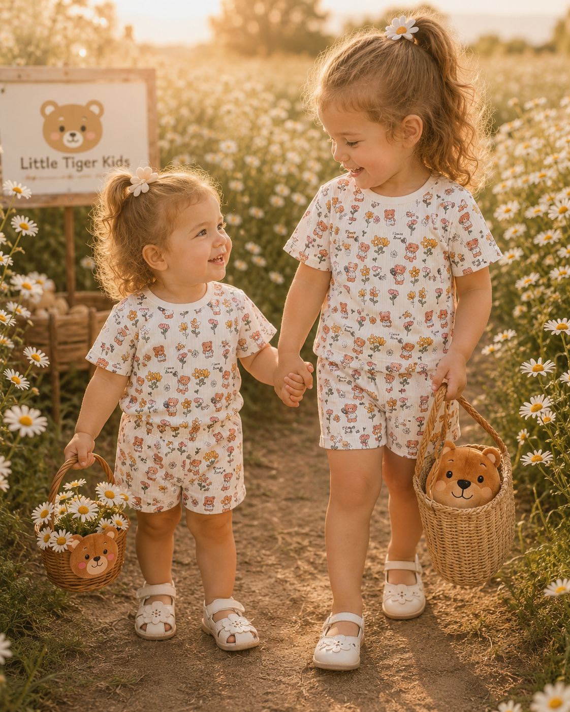 تیشرت شلوارک راحتی طرح گل و تدی🌻🧸 اسپرت