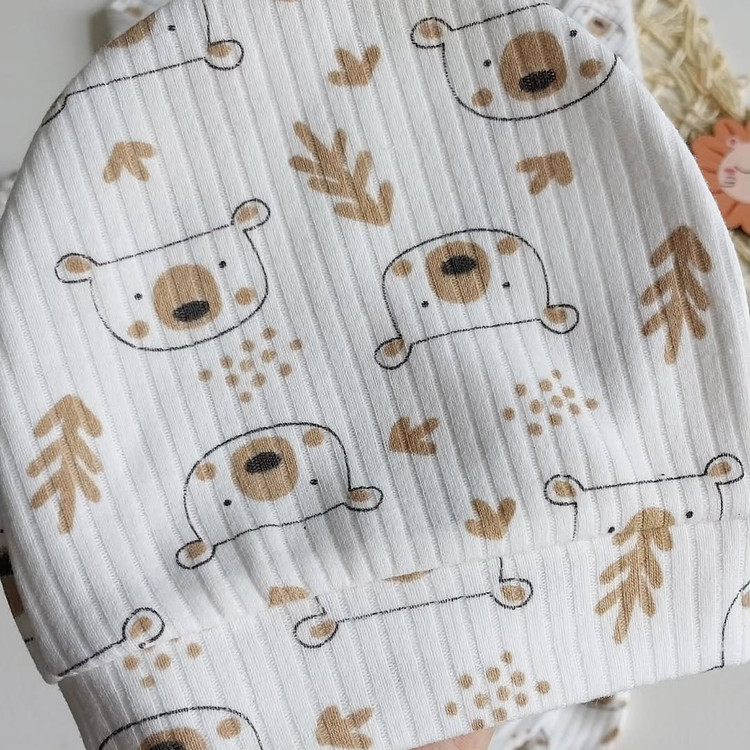 ست بیمارستانی نوزادی ترک طرح تدی 🧸 (مانتو، شلوار، کلاه)